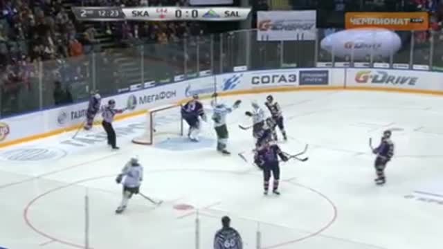 Видео. 0:1 Мирнов ("Салават Юлаев") открывает счёт в матче